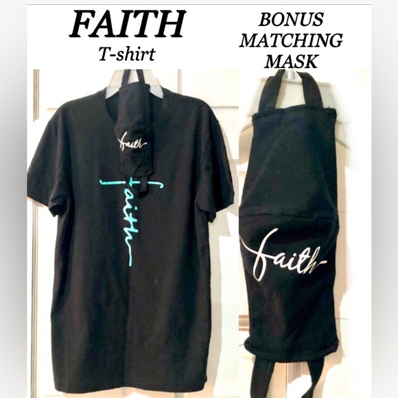 NEXT LEVEL APPAREL Faith Cross short sleeve Tee sizeS NWOT w/matching facemask - Picture 1 of 8